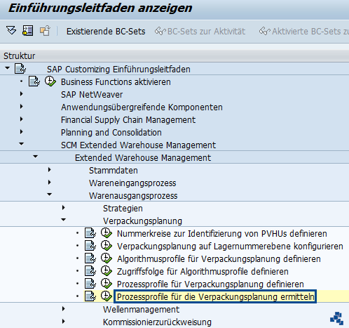 SAP EWM Prozessprofile für die Verpackungsplanung ermitteln_Customizing