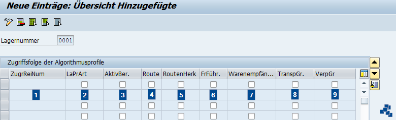 SAP EWM Zugriffsfolge fuer Algorithmusprofile definieren