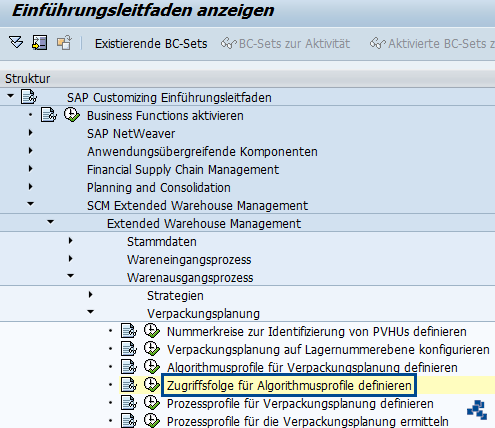 SAP EWM Zugriffsfolge fuer Algorithmusprofile definieren_Customizing