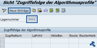 SAP EWM Zugriffsfolge fuer Algorithmusprofile definieren_neuer Eintrag