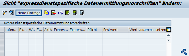 SAP EWM Aktivitäten je Expressdienst definieren_neuer Eintrag