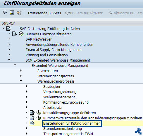 SAP EWM Einstellungen für Kitting vornehmen