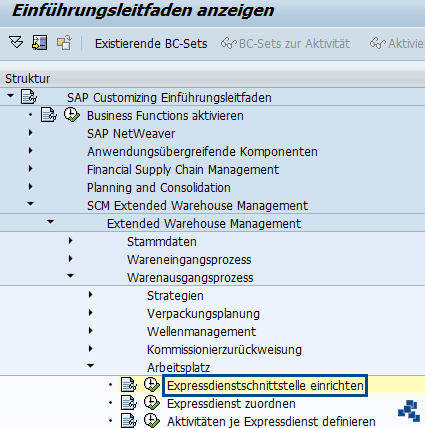 SAP EWM Expressdienstschnittstelle einrichten_Customizing