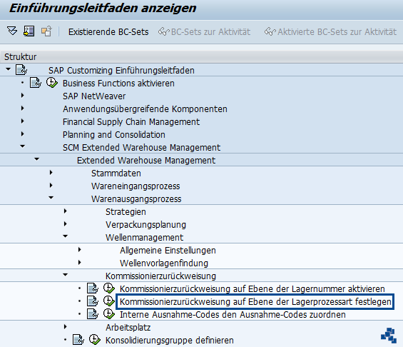 SAP EWM Kommissionierzurückweisung auf Ebene der Lagerprozessart festlegen_Customizing