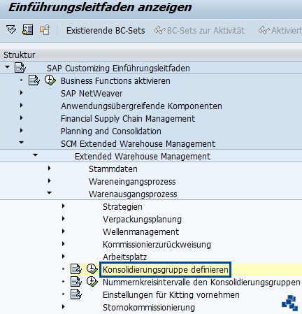 SAP EWM Konsolidierungsgruppe definieren_Customizing