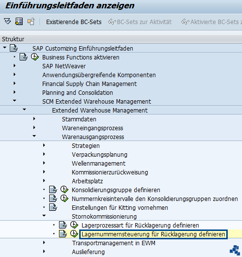 SAP EWM Lagernummernsteuerung für Ruecklagerung definieren_Customizing