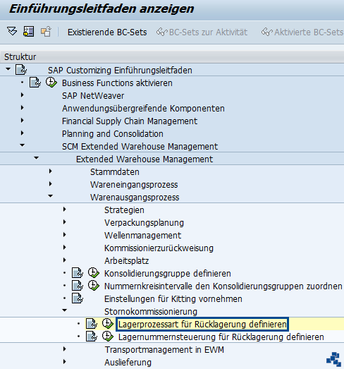 SAP EWM Lagerprozessart für Rücklagerung definieren_Customizing